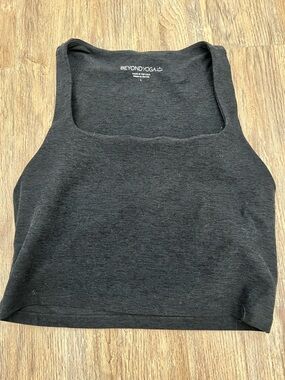 Beyond Yoga Charcoal Square-Neck Cropped Tank
